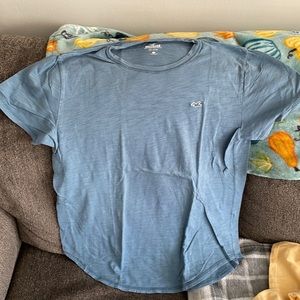 Bottom curve Blue T shirt.
